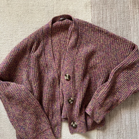 Madewell marled grey wood crop cardigan sweater - Picture 3 of 5